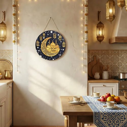 Smile Ramadan Eid Mubarak Wooden Block Sign Decorations, Ramadan Islamic Tiered Tray Muslim Party Tabletop Home Decor - style: Ramadan
