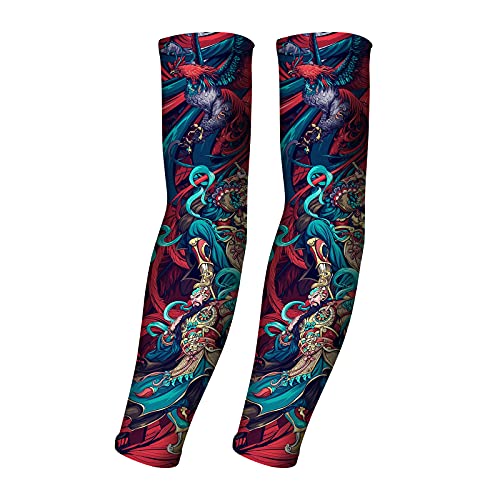 UV Sun Protection Arm Sleeves for Men & Women-UPF 50+ Sports Compression Cooling Sleeve-Unique TATTOO SLEEVE gift - color: God of Guard