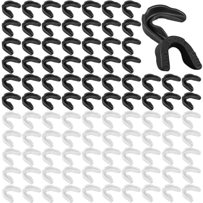 Kathfly 100 Pack Sports Mouth Guard Bulk Athletic Mouthguard Silicone Gum Mouthpiece Teeth Protection for Football Boxing Basketball Hockey Karate Lacrosse Wrestling(White,Black) - color: White,black