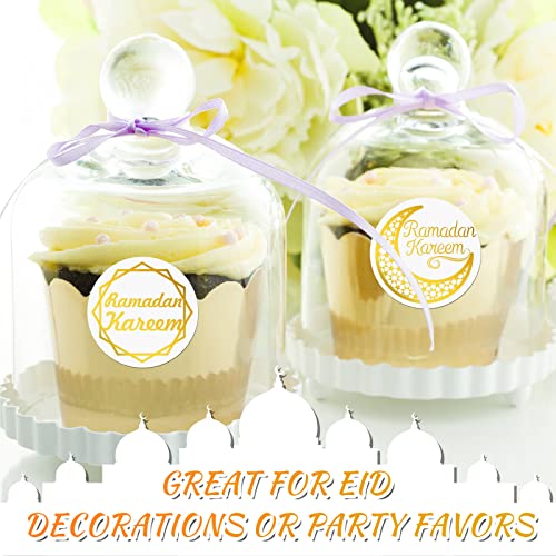 Nezyo 600 Pieces Ramadan Mubarak Stickers Eid Islamic Kareem Wall Window Stickers Ramadan Envelopes Gift Bags Labels for Eid Party Decorations(Simple Style) - style: Simple Style