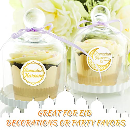 Nezyo 600 Pieces Ramadan Mubarak Stickers Eid Islamic Kareem Wall Window Stickers Ramadan Envelopes Gift Bags Labels for Eid Party Decorations(Simple Style) - style: Simple Style