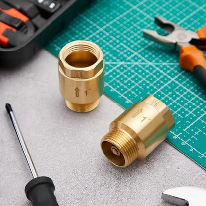 Zonon 2 Pcs 1 Inch Check Valve One Way Brass Non Return in Line Check Valve with Backflow Prevention NPT Male in FNPT out for Garden Hose Well Pumps Irrigation Systems Chemical Industry - size: 1 Inch