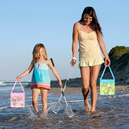 POILKMNI New Upgraded 2 Pcs Shark Tooth Sifter with Seashell Bags | Beach Sand Sifter, Sand Scoop Shell Scooper for Beach Scoop Shovel Sifter Tool Picking Up Shells, Shark Tooth Sifter Dipper - color: Black