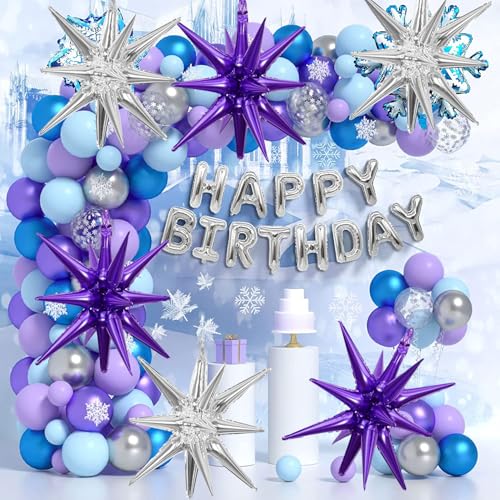 6 Pcs Silver Star Foil Balloons One-Piece 14-Pointed Star Balloon 4D Starburst Cone Mylar Balloon 22inch Christmas Birthday Wedding Wedding Anniversary Party Supplies (Silver + Purple) - color: 22 Inches Silver + Purple
