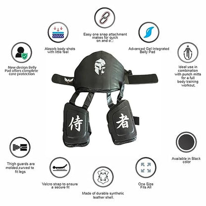 Victorbudo Leather Boxing Muay Thai MMA Training Kickboxing Body Armour Vest Body Protector Belly Pad