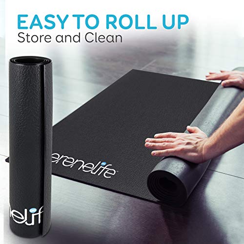 Elliptical Fitness Exercise Equipment Mat - Exercise Machine Floor Mat, Elliptical Mat, Fitness Mat, Gym Mat, Jump Rope Mat w/Durable with Non-Slip Texture - SereneLife SLELMAT5
