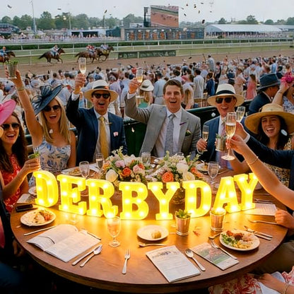 Aurelema Sukkot Large LED Letter Sign LED Lights, Derby Day, 8.27 Inches - color: Derby Day, size: 6.3 Inches