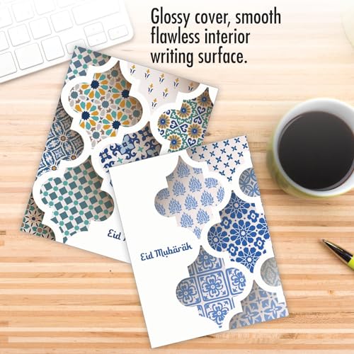The Best Card Company - 20 Assorted Eid Mubarak Notecards Boxed Set 4 x 5.12 Inch with Envelopes (10 Designs, 2 Each) Muslim Holiday Cards Eid Mubarak Dimensions AM10424EIG-B2x10 - style: Eid Mubarak Dimensions