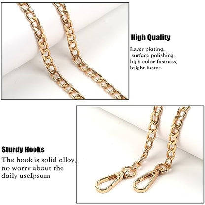 DIY Metal Shoulder Cross Body Bag Chain Replacement, 8 Pack (47 Inch/pcs) (Gold) - color: Gold