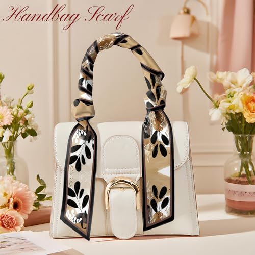 Head Hair Scarf Neck Silk Feeling Scarves Long Thin Satin Fashion Handbag Cute Decoration Women Girls 59 * 6.7'' - color: O-12-leaf