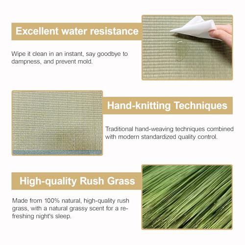 Japanese Tatami Mat, Tatami, Rug, Foldable Mattress, Roll up Rug, Japanese Floor Mattress, Floor Sleeping Japanese Futon Mattress, Meditation Yoga, Zen - size: Green 75×200×3.5cm