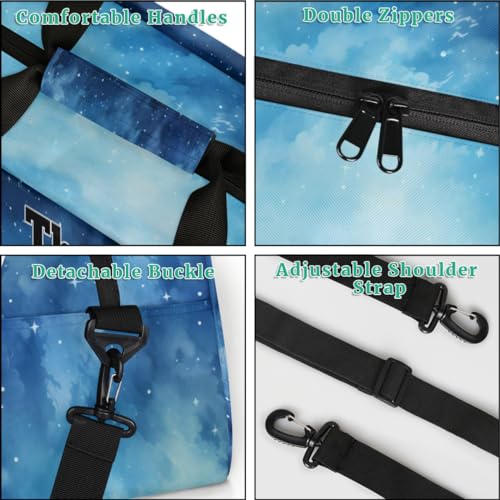Personalized Basketball Sports Bag, Watercolor Blue Galaxy Starry Sky | Personalized Named Practice Travel Overnight Training Bag - color: Color 16
