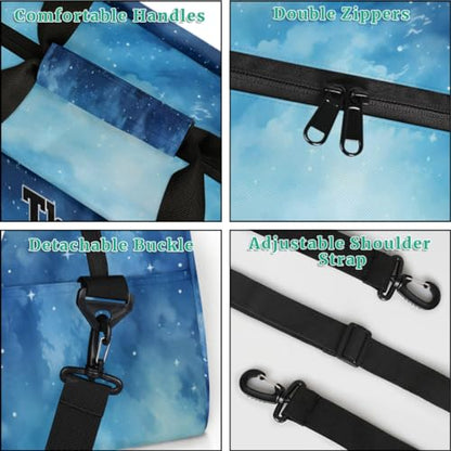 Personalized Basketball Sports Bag, Watercolor Blue Galaxy Starry Sky | Personalized Named Practice Travel Overnight Training Bag - color: Color 16