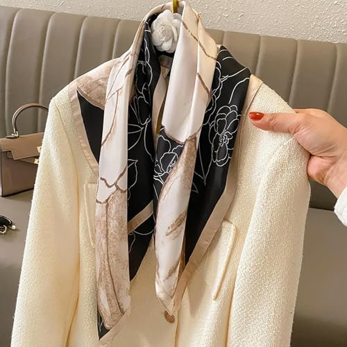 Print Silk Square Scarf Women Soft Satin Horse Hairband Neckerchief Office Hijab Headband Foulard Bag Ribbons Gift