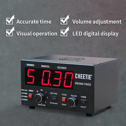 Professional Gymnastics Timer with LED Display, 1-12 Challenge Rounds and Adjustable Buzzer, 30S-10min Workout and 0/30/60S Rest Time for Muay Thai/MMA/Kickboxing,Red