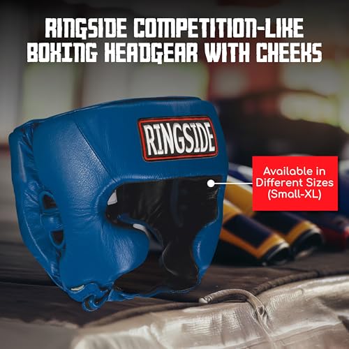 Ringside Competition-Like Boxing Headgear with Cheeks - color: Blue, size: Small