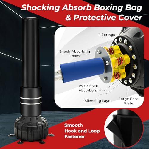 GYMAX Punching Bag, 71” Freestanding Boxing Bag with Gloves, Removable Protective Cover, Fillable Base with Suction Cups, Heavy Bag Stand for Adults, Teens for MMA Muay Thai Fitness