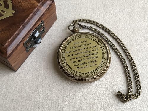God is My Guide Brass Compass Gift with Display Box - Engraved Scripture Prayer Compass Religious Gift for Men & Women - Baptism, Confirmation, Communion Compass for Boys Graduation Gift (Aged Brass)