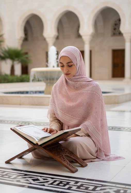 Hijab Modest and Elegant | Beautifully Designed Printed Chiffon Patterns | Muslim Women Head Scarf and Veil - color: Pink