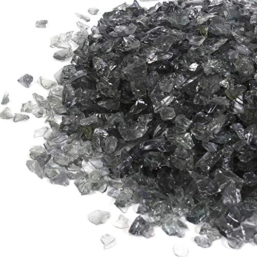 Shiny Stone High Luster Reflective Fire Glass Gravel,Fire Gems,Fire Drops,Fire Glass Pebbles Stones Beads Chips for Fire Pit Fish Tank Aquarium Garden,3-6mm 305g/0.67lb (Gray) - color: Gray