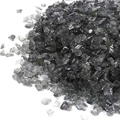 Shiny Stone High Luster Reflective Fire Glass Gravel,Fire Gems,Fire Drops,Fire Glass Pebbles Stones Beads Chips for Fire Pit Fish Tank Aquarium Garden,3-6mm 305g/0.67lb (Gray) - color: Gray