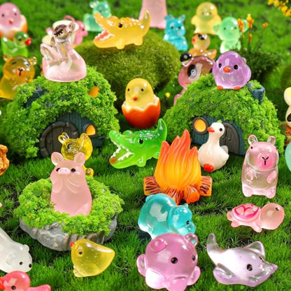 100PCS Mini Glow in The Dark Animal Resin Models Mystery Resin Animals Blind Bag Tiny Animal Figurines for Micro Landscape Garden Aquarium Dollhouse Party Favors Surprise Gifts for Kids ﻿ - color: 100pcs Mini Mystery Bag Luminous Resin Animals