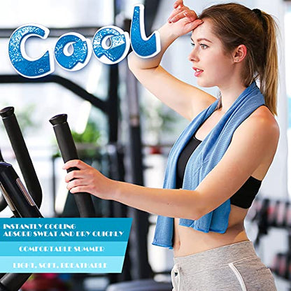 Pack of 20 Cooling Towel 40x12'' Ice Towel for Neck and Face Microfiber Chilly with Bag Breathable Yoga Gym Stay Cool Towels Sweat Rag for Workout Running Camping Pilates Beach, Light Blue - color: Light Blue