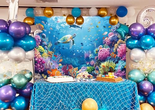 Under The Sea Photography Backdrop 7x5FT Ocean Underwater World Background Aquarium Coral Baby Shower Birthday Party Banner Decorations Photo Props