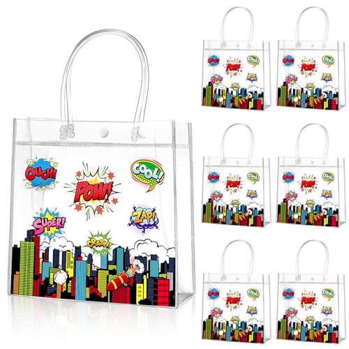 Aliceset 20 Pcs Clear Spider Gift Bag with Handles PVC, 8 x 8 x 3.15 Inch - style: Hero