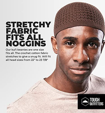 Tough Headwear Kufi Hat - Kufi Hats for Men Muslim, Turkish Kufi Cap - color: Brown