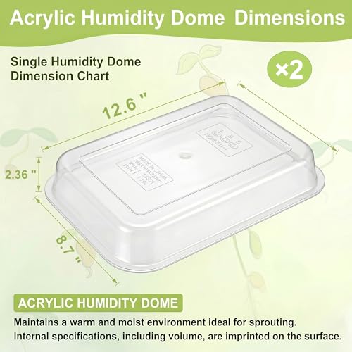 Sprouts Growing Acrylic lid for 2-Tier 12.4 inch Trays, Microgreens Growing lid, Seed Sprouting Sprouts for Beans Alfalfa Broccoli Wheat Grass - size: 12.6"L × 8.7"W × 2.36"H Lid