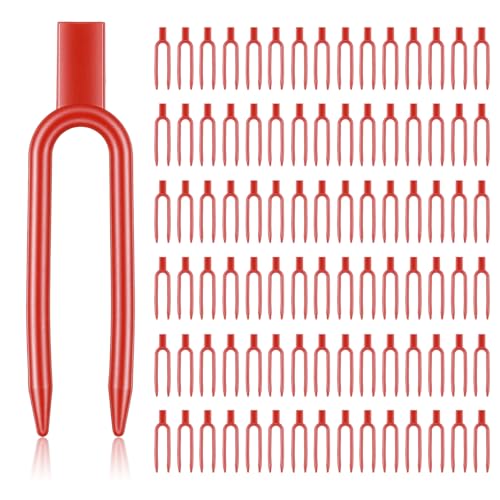 120 PCS Plant Pins for Pothos, Plastic Strawberry Garden Pins, Reusable Plant Pins for Indoor Plants, Strawberry Support Pin Fork Vine Fixing Clips, Garden Fork for Plant Cutting Farming Securing(Red)