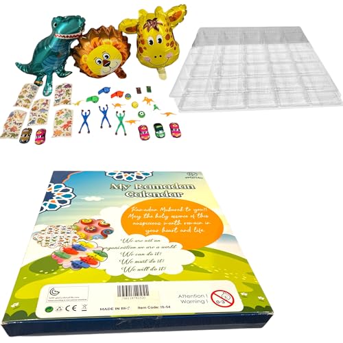 Ramadan Advent Countdown Calendar Eid Gift Surprise Calendar Box for Kids Count down for Boys 13"x13" [Age 4,5,6,7 yrs] (Boy Gift - Blue) - color: Boy Gift - Blue