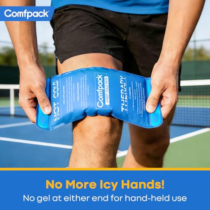 Comfpack Soft Ice Packs for Injuries Reusable, Flexible Double Side Hot and Cold Gel Ice Packs for Injuries, Headaches, Muscle Pain Relief, Long-Lasting Ice Pack for Knee, Shoulder, Ankle, Leg, Neck - size: 9.1×3.8 Inch