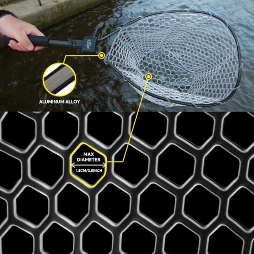 SF Fly Fishing Landing Net Soft Rubber Mesh Trout Net Catch and Release Net - style: Folding Landing Net