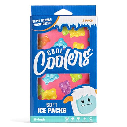 Fit & Fresh Cool Coolers 2 Pack Soft Ice for Lunch Bags, Flexible Stretch Nylon, Durable, Reusable Lunch Box Ice Packs, Soft Ice, Reusable Freezer Packs, Lunch Ice, Easy to Clean, Gummy Bears - color: Gummy Bears (2 Pack), size: Standard