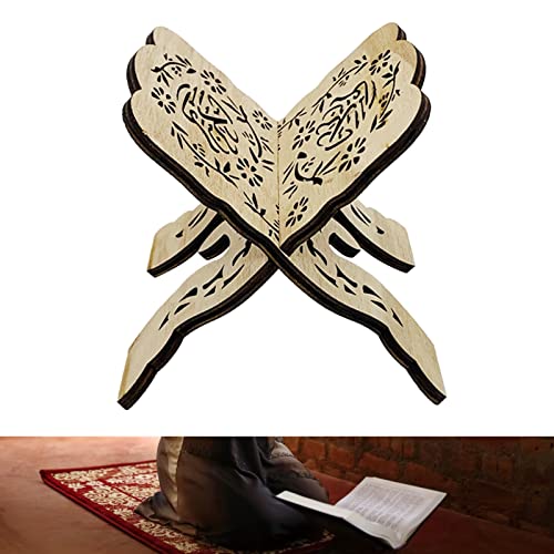 Wooden Quran Book Stand, Foldable Wooden Book Stand Quran Bible Book Holder Eid Bible Bookshelf Wood Muslim Book Holder Stand Eid Ramadan Prayer Book Holder (#1) - size: #1
