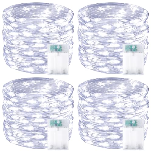 4 Pack 60 LED Fairy Lights Battery Operated with Timer, 20FT Waterproof String Lights Indoor Outdoor, Cuttable Battery Light for Home Bedroom Wedding DIY Centerpiece Christmas Decorations (Cool White) - color: Cool White, size: 4PK（60LED）