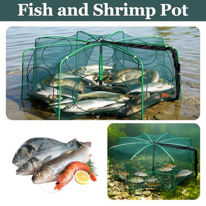 1/2 Pcs Fishing Traps Foldable, Crawfish Trap Minnow Trap Shrimp Net Portable, Crab Fish Traps Cast Nets for Fishing