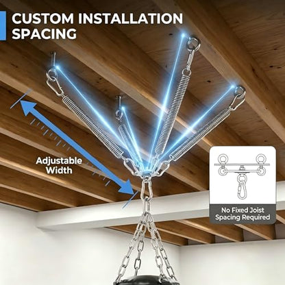 Heavy Bag Hanger, 304 Stainless Steel Punching Bag Ceiling Mount with 4 Springs, Vibration & Noise Dampening Design - color: Hanger with Spring for Wood Beam
