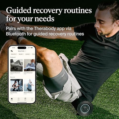TheraGun Therabody WaveRoller - High Density Foam Roller for Body and Large Muscles. Bluetooth Enabled with 5 Customizable Vibration Frequencies in Therabody App