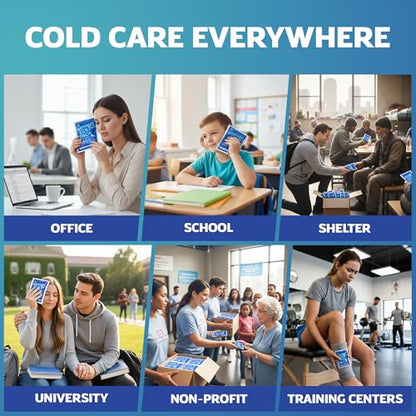 100 Pack Instant Ice Packs for Injuries, Disposable First Aid Cold Packs | No Freezer Needed, 6"x4.5" Instant Cold Packs for Injuries, Disposable Ice Packs for Kids, Postpartum Cold Compress - size: 100 Pack (6" x 4.5")