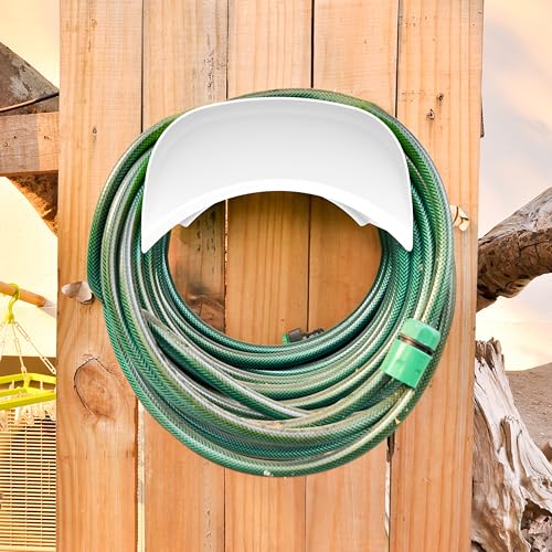 Gardzen 2-Pack Steel Wall-Mounted Heavy Duty Black Hose Bracket, Car Hose Holder, Carrier, Support for Garden Hose Hanger - size: White - 2 Pack