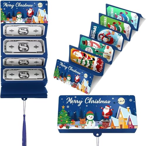 Christmas Cash Gift Envelopes, 2026 New Year's Eve cash gift envelope with 10 Slots, Surprise Card Holder for Xmas, DIY Holiday Money Gift Card for Money Holder for Family & Friends, Blue - color: Blue