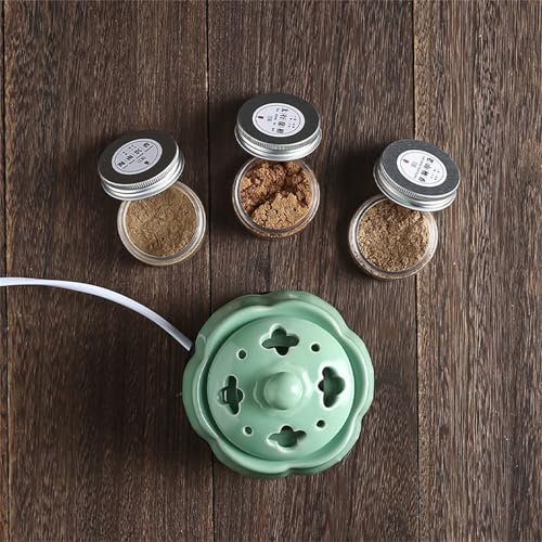 Electric Resin Burner with Timing,Ceramic Incense Burner,Frankincense Bakhoor Censer 110 V for Home Porch,Patio,Garden,Office,Yoga, Living Room, Meditation Room (Green)