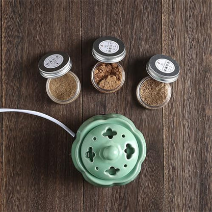 Electric Resin Burner with Timing,Ceramic Incense Burner,Frankincense Bakhoor Censer 110 V for Home Porch,Patio,Garden,Office,Yoga, Living Room, Meditation Room (Green)