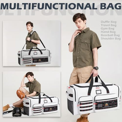 135L Large Duffle Bag, Heavy Duty Duffle Bag for Travel, Extra Large Sports Gym Equipment Bag for Soccer Baseball Basketball Hockey Football, Grey - color: Grey