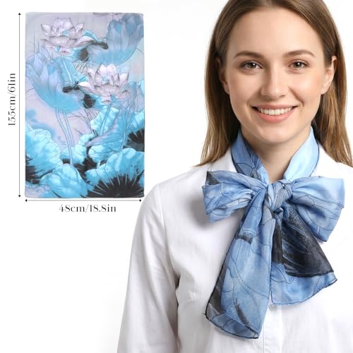 10 Pack Scarves for Women Lightweight Bulk, Chiffon Floral Print Shawls, Sheer Summer Head Scarves, Elegant Neck Wraps for All Seasons and Occasions (61 X 18.8 Inches)