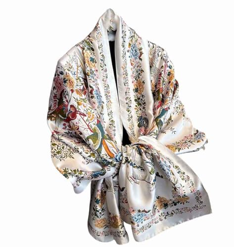 Xyueanlo Scarfs for Women Lightweight Scarves Fashion Print Floral Pattern Head Scarf Wraps Shawls - color: Flower White