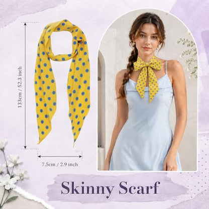 Polka Dot Scarf for Women, Chiffon Womens Scarves for Travel Date - color: Yellow
